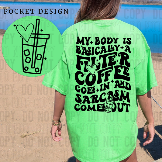 My body is basically a filter coffee goes in and sarcasm comes out (back)