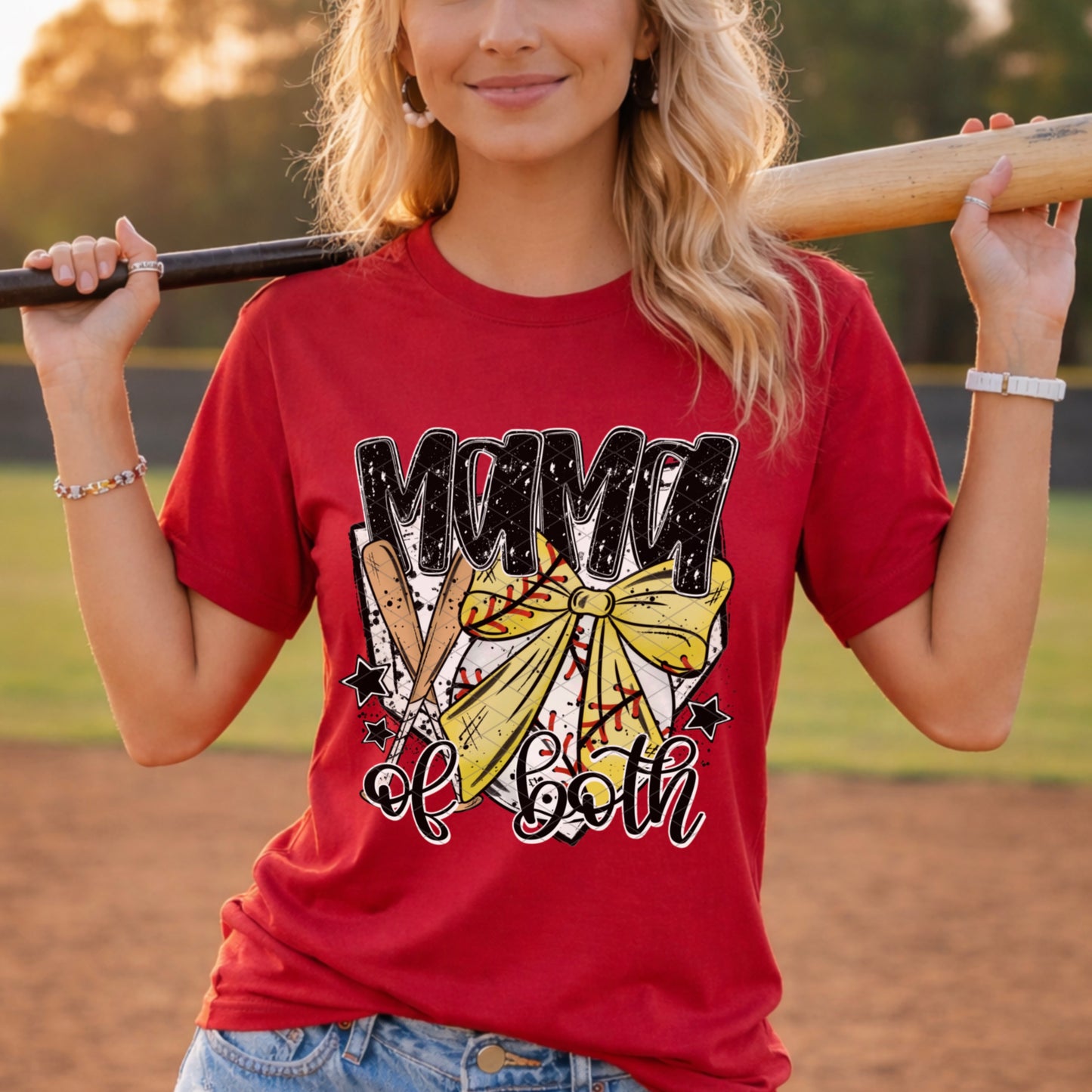 ⚾🥎 Mama of Both Baseball Softball DTF Transfer