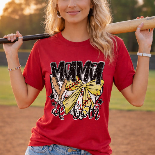 ⚾🥎 Mama of Both Baseball Softball DTF Transfer