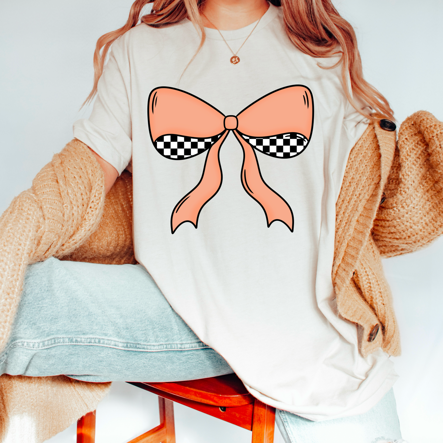 Orange Checkered Bow