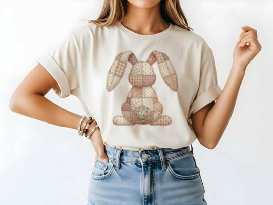 Patchwork Easter Bunny DTF Transfer