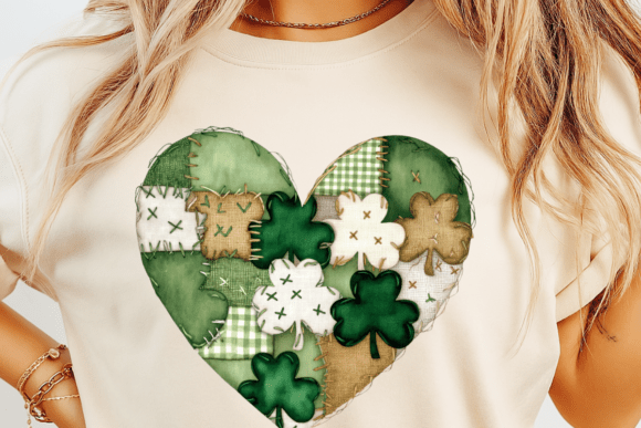 Patchwork Shamrock Heart DTF Transfer