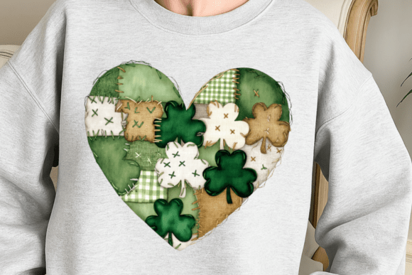 Patchwork Shamrock Heart DTF Transfer