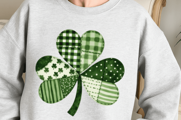 Patchwork Shamrock DTF Transfer – Mixed Green Patterns
