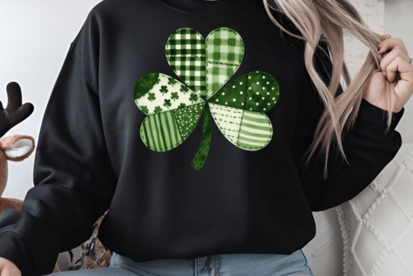 Patchwork Shamrock DTF Transfer – Mixed Green Patterns