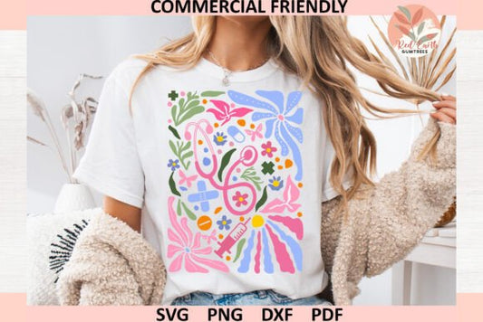 Floral Nurse DTF Transfer