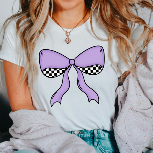 Purple Checkered Bow