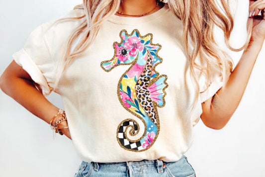 Retro summer seahorse