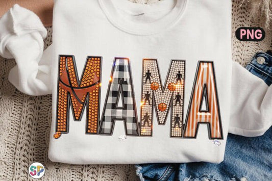 Rhinestone Basketball MAMA Faux Bling DTF Transfer