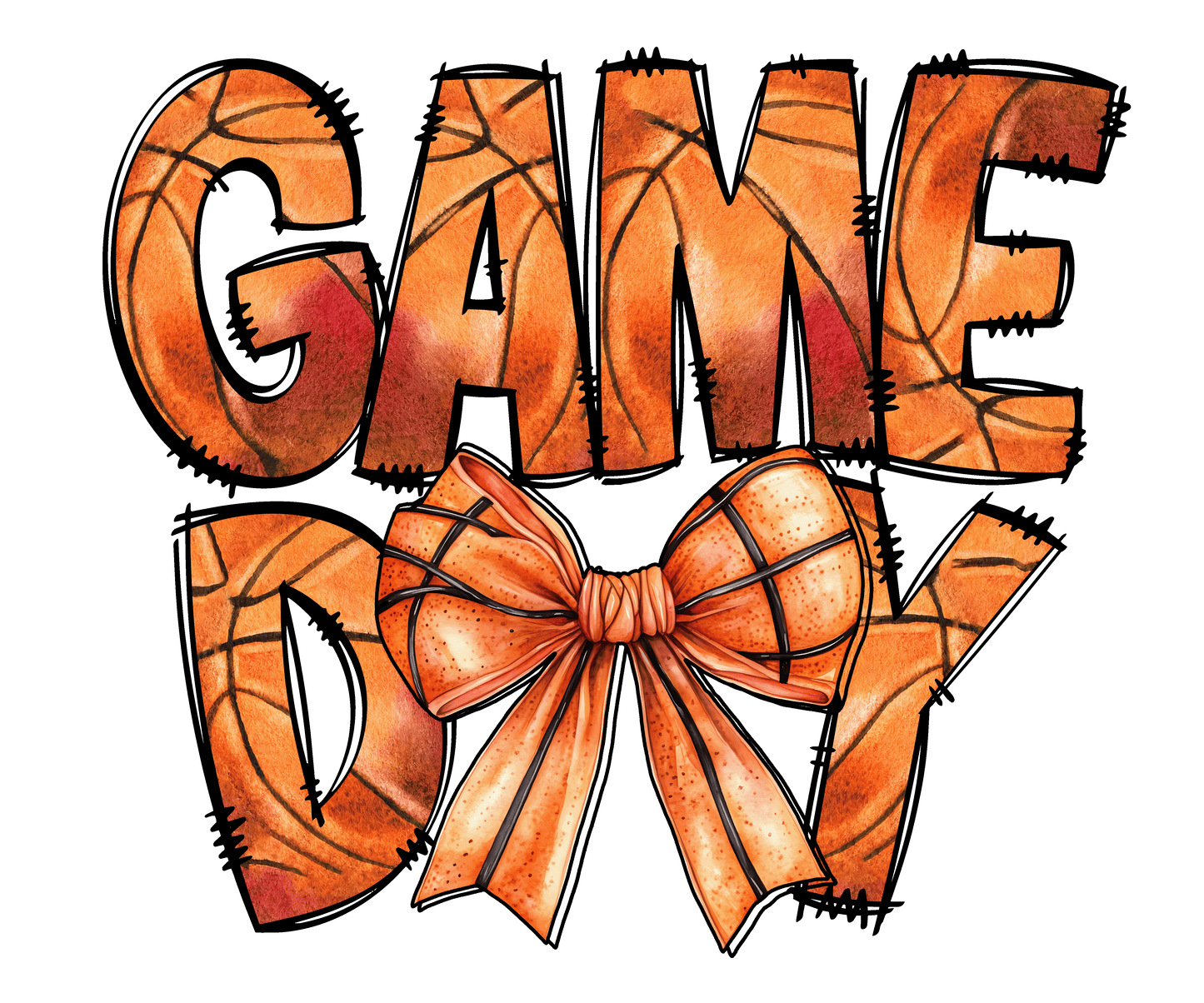 Game Day Basketball Bow Graphic Design for Shirts Digital Download PNG