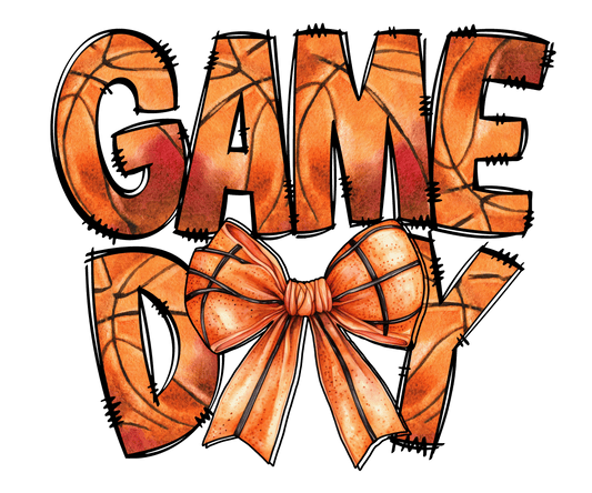Game Day Basketball Bow Graphic Design for Shirts Digital Download PNG