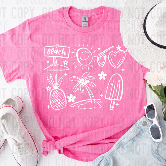 Summer doodles (white)