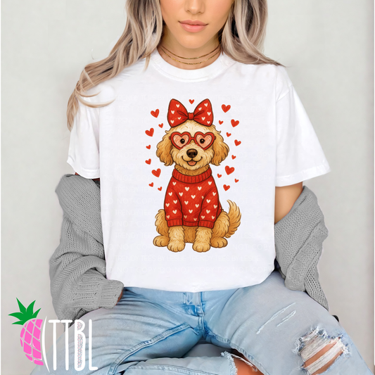 Valentine Doodle Dog DTF Transfer