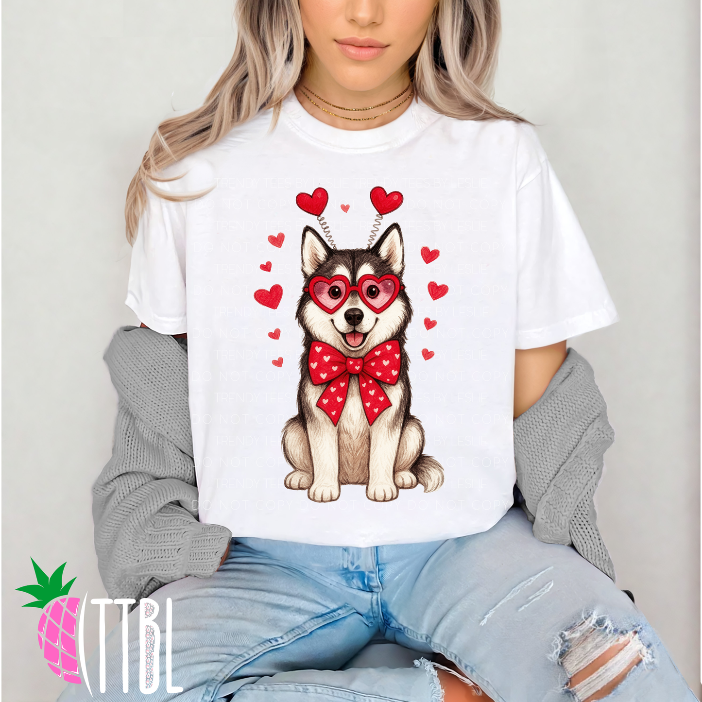 Valentine Siberian Husky Dog DTF Transfer