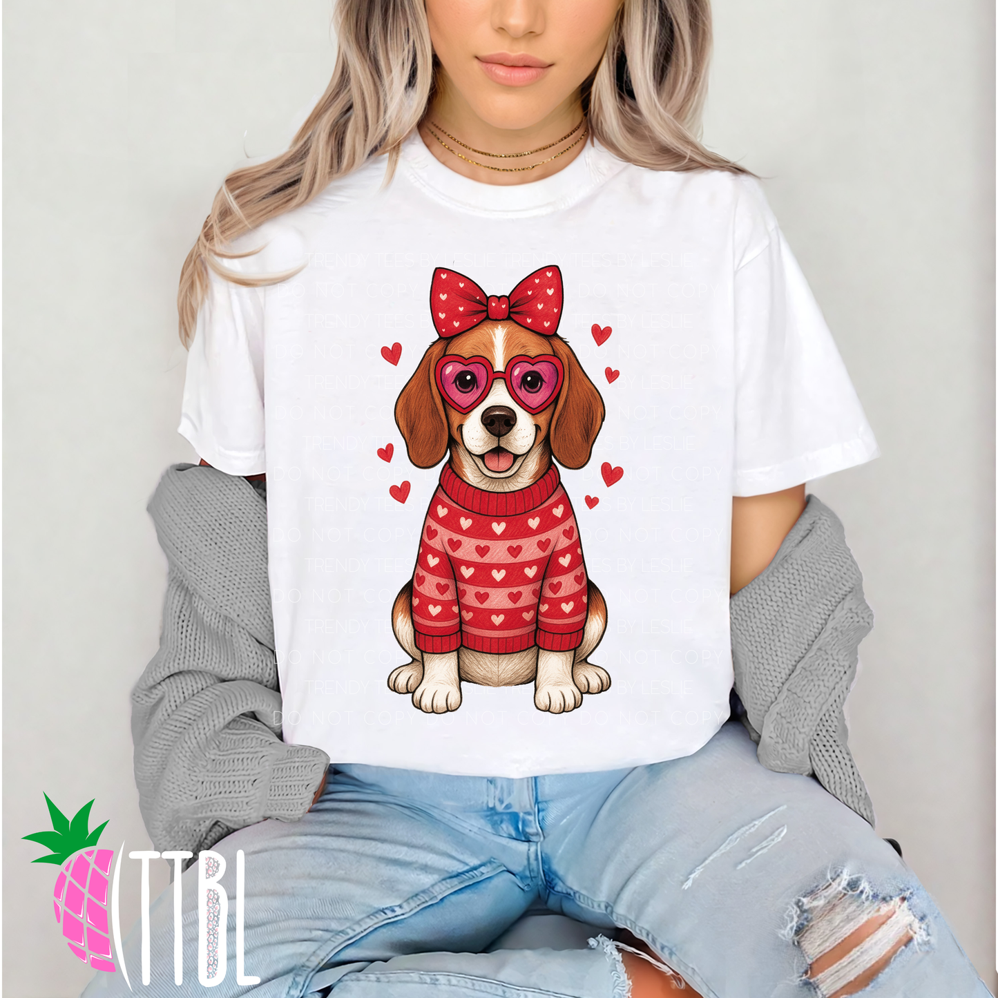 Valentine Beagle Dog DTF Transfer