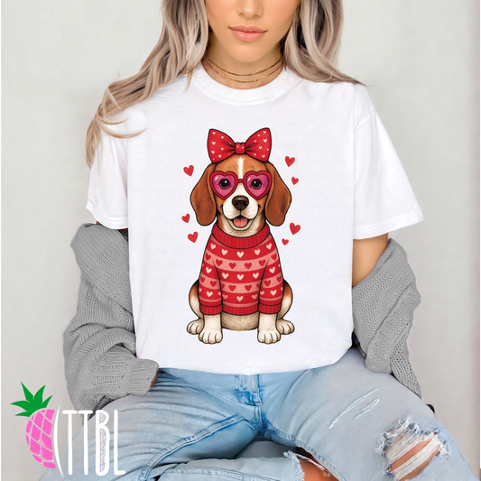 Valentine Beagle Dog DTF Transfer
