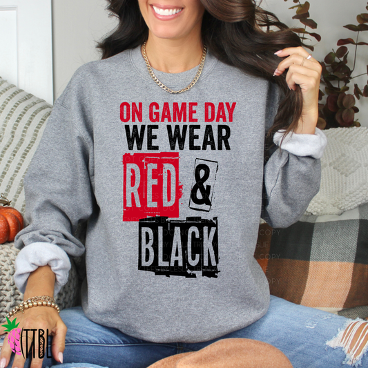 On Game Day We Wear Red & Black | DTF Heat Transfer