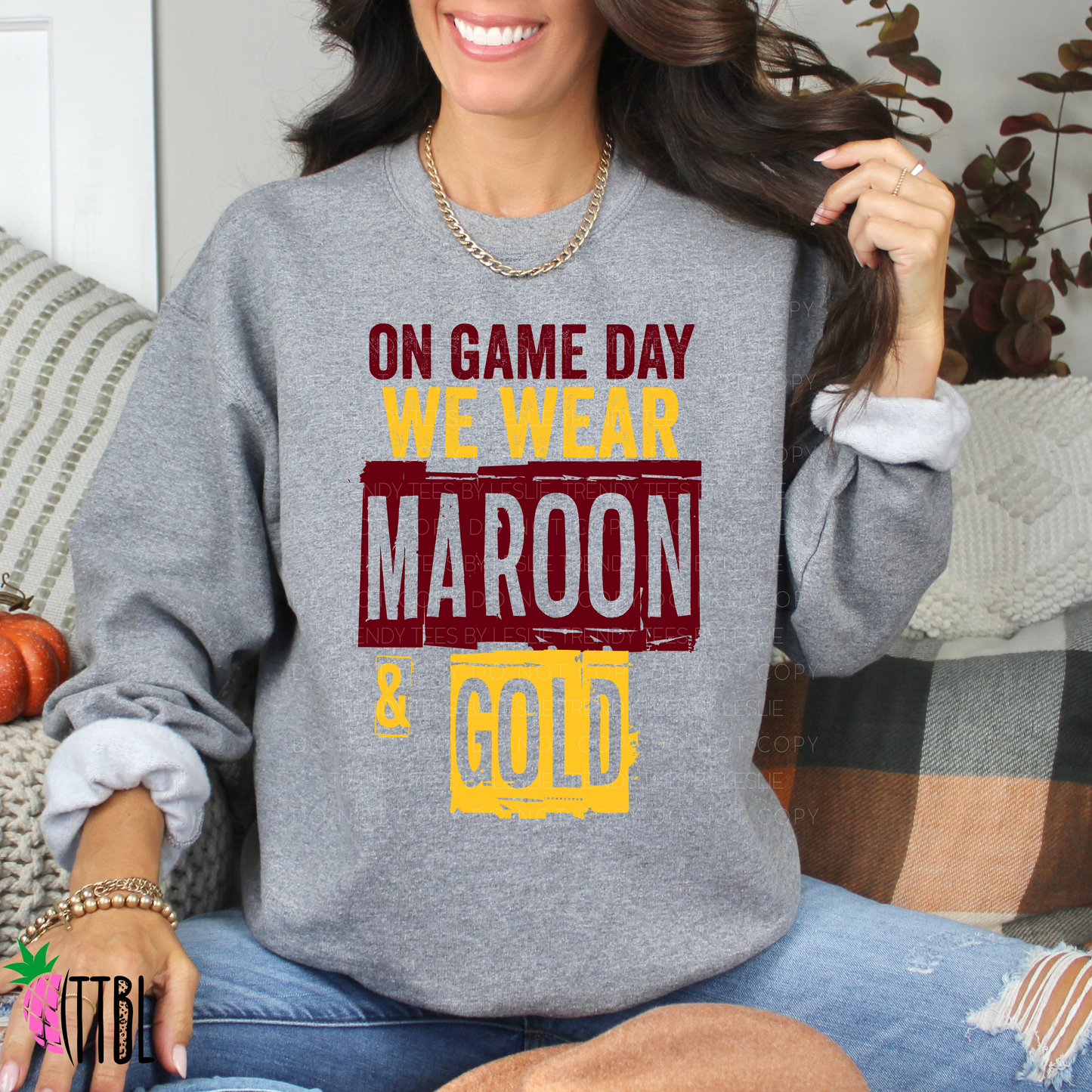 On Game Day We Wear Maroon & Gold | DTF Heat Transfer