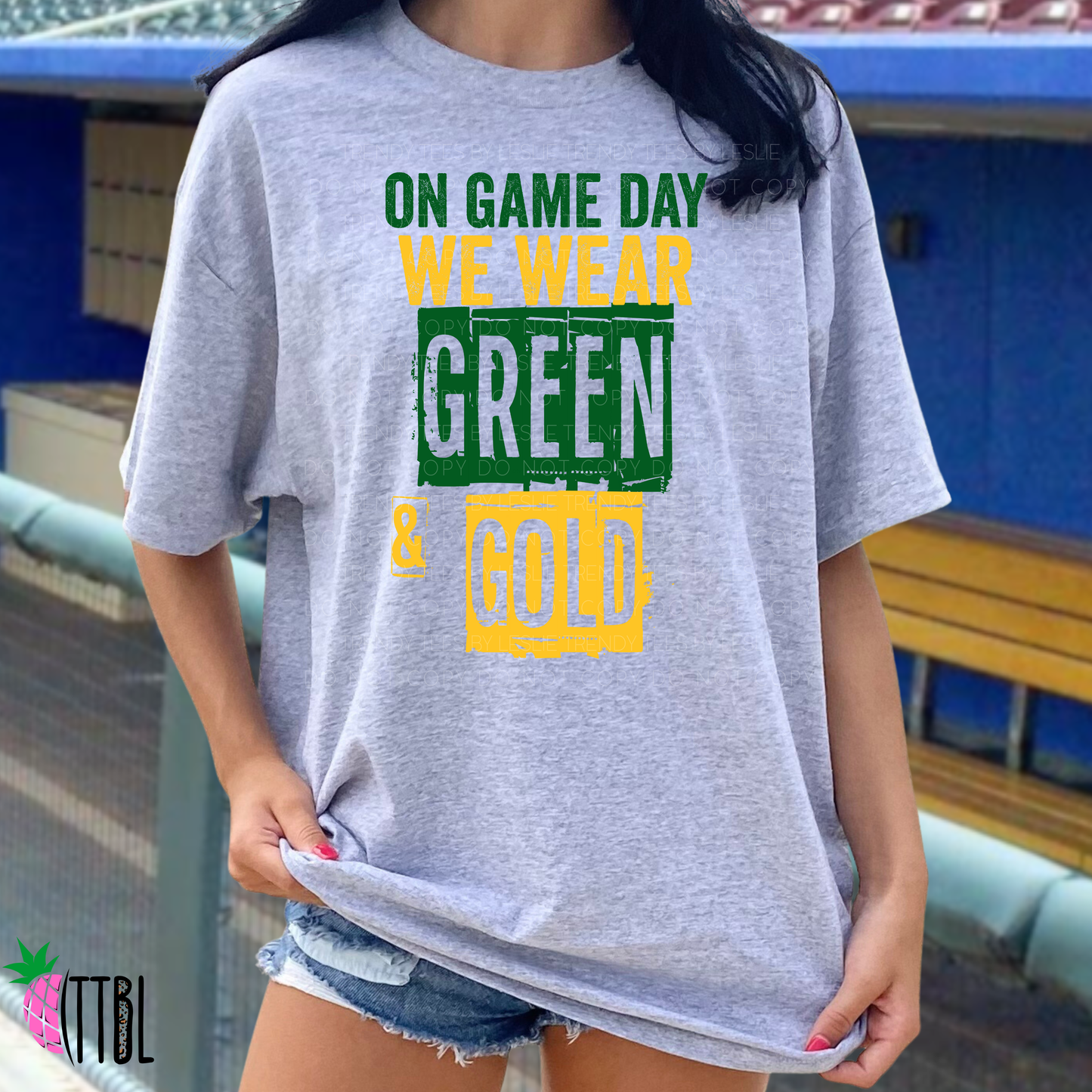 On Game Day We Wear Green & Gold | DTF Heat Transfer