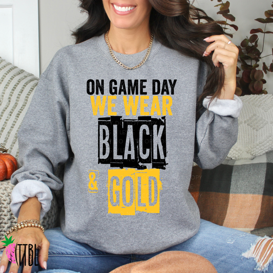 On Game Day We Wear Black & Gold | DTF Heat Transfer