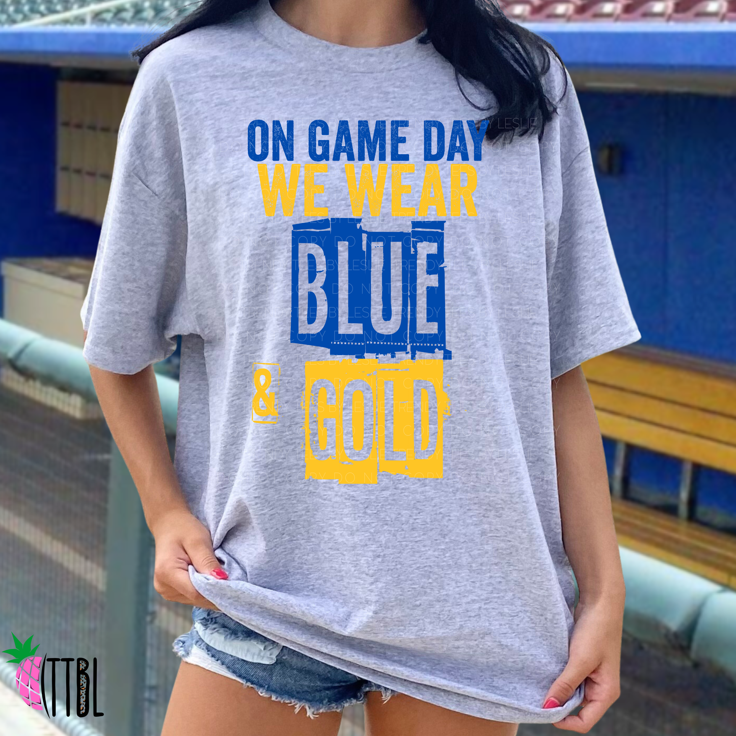 On Game Day We Wear Blue & Gold | DTF Heat Transfer