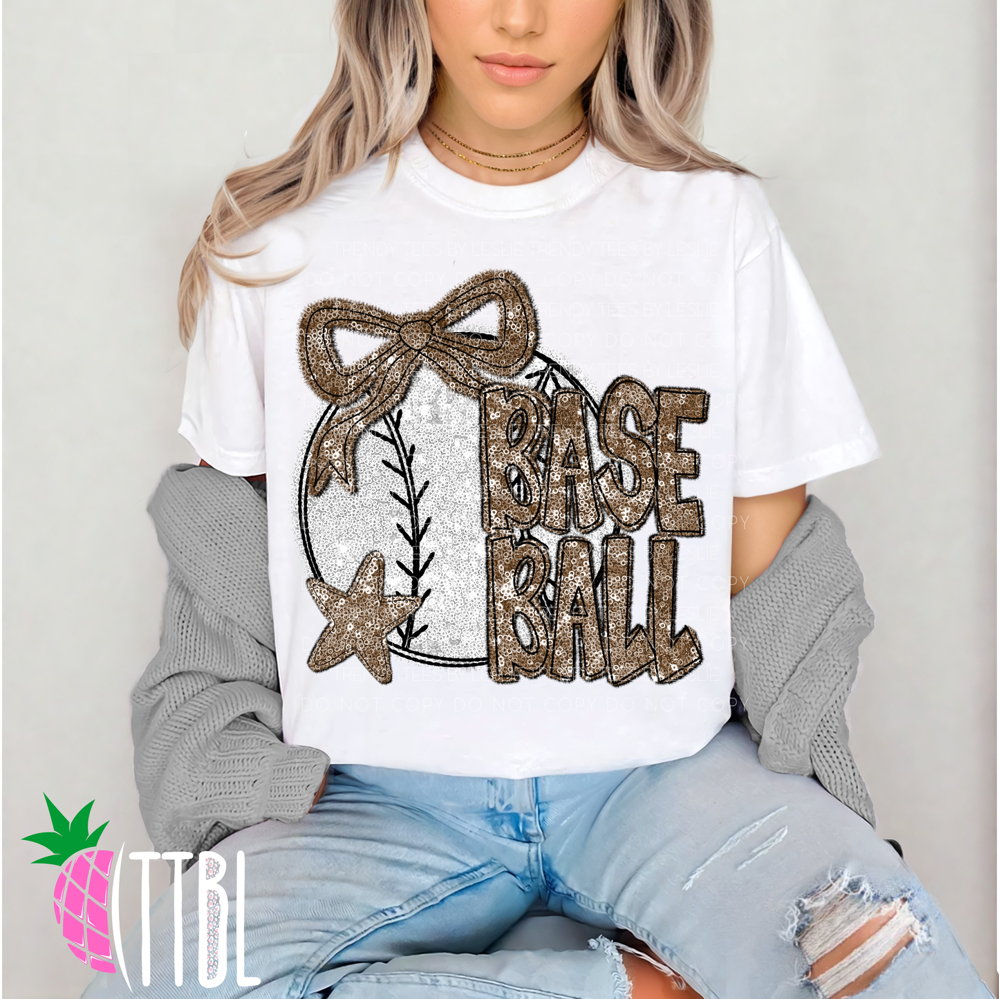 Baseball Bow DTF Transfer