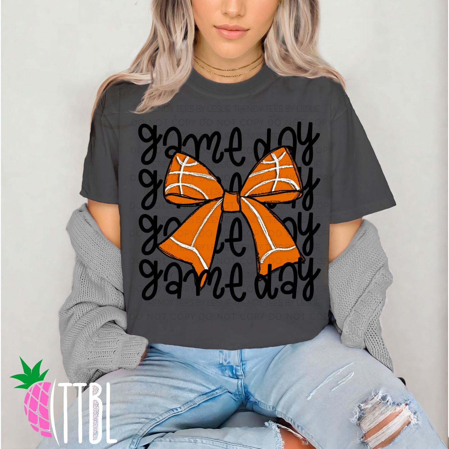 Game Day Bow Basketball DTF Transfer