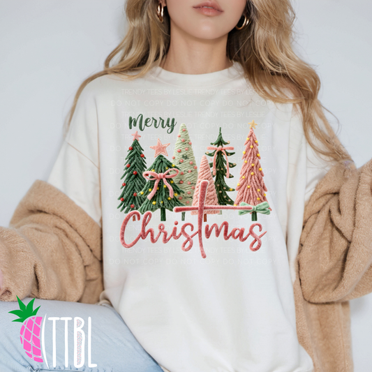 Merry Christmas Textured Trees