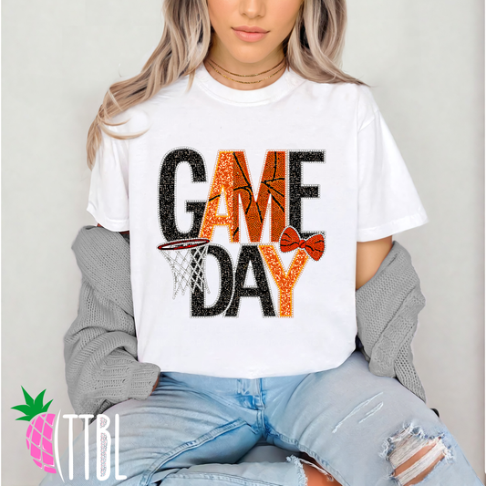 Rhinestone Game Day Basketball Graphic Design for Shirts Digital Download PNG