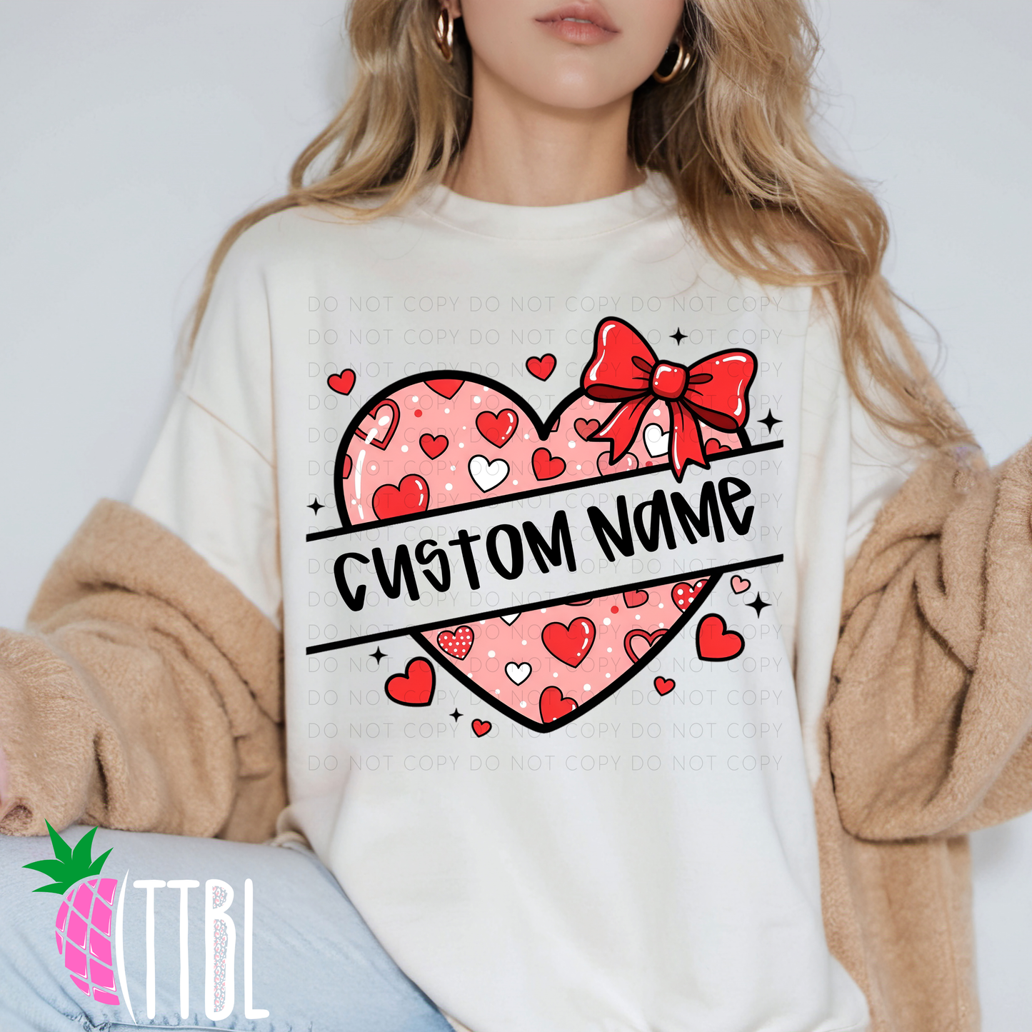 Custom Name Heart DTF Transfer
