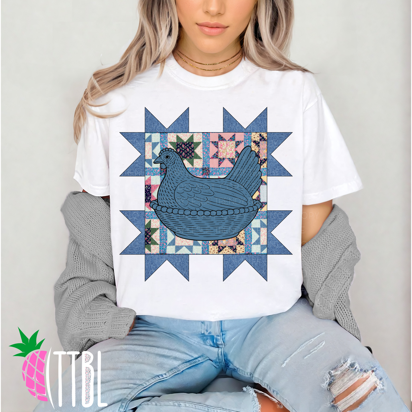 Vintage Chicken Quilt DTF Transfer