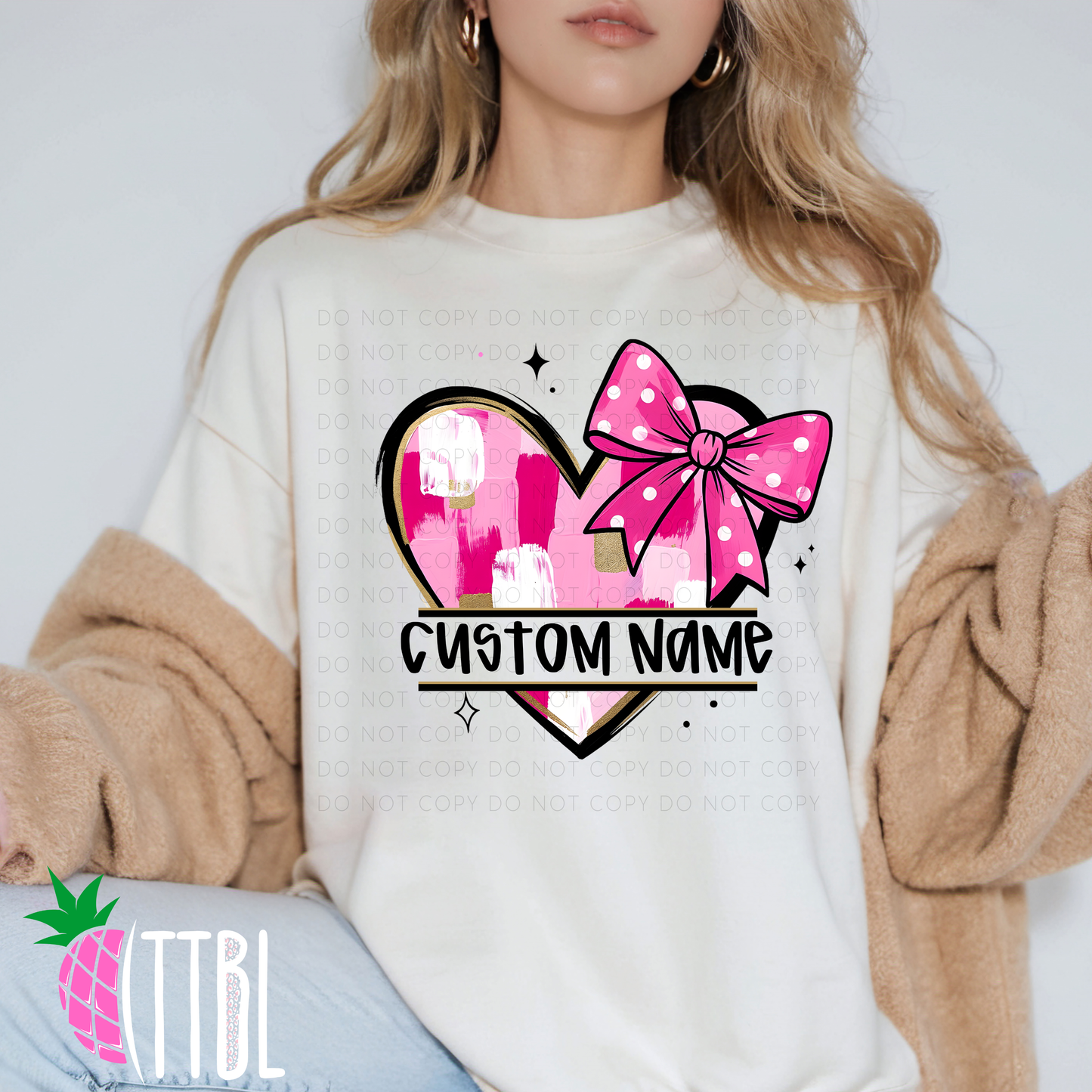 Custom Name Heart DTF Transfer