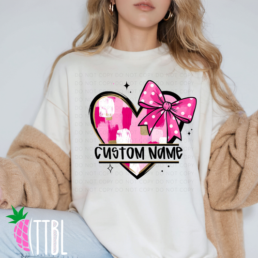 Custom Name Heart DTF Transfer