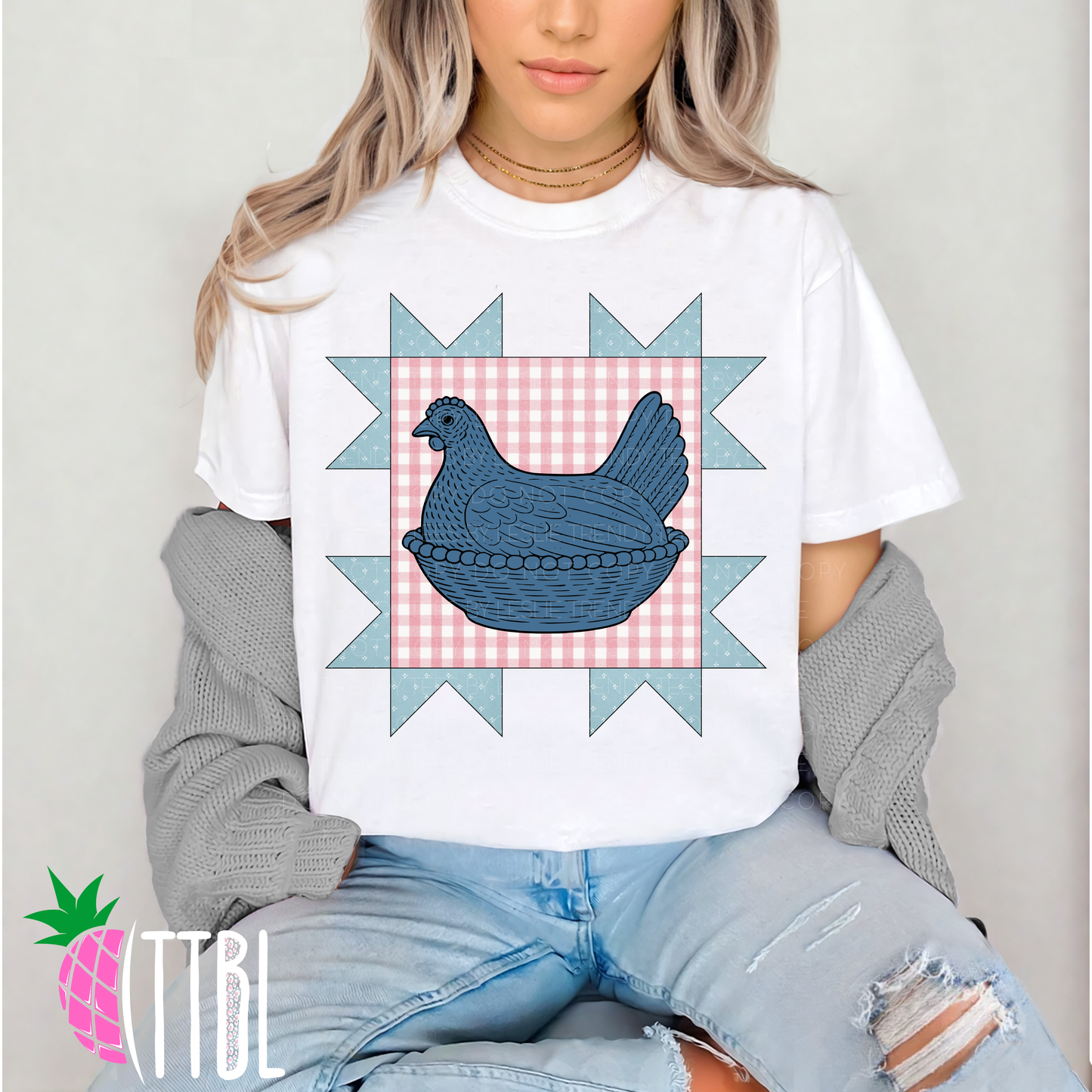 Vintage Chicken Quilt DTF Transfer