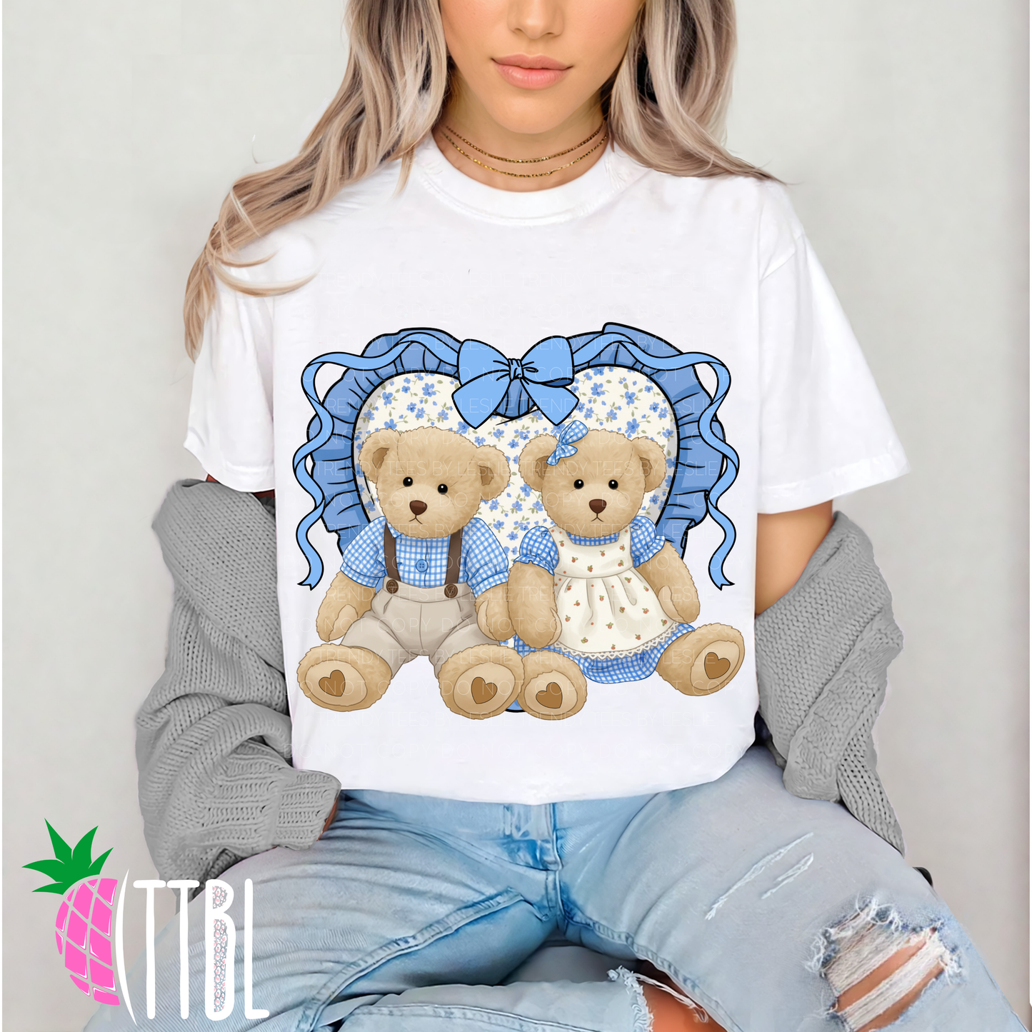 Vintage Teddy Bear Heart DTF Transfer