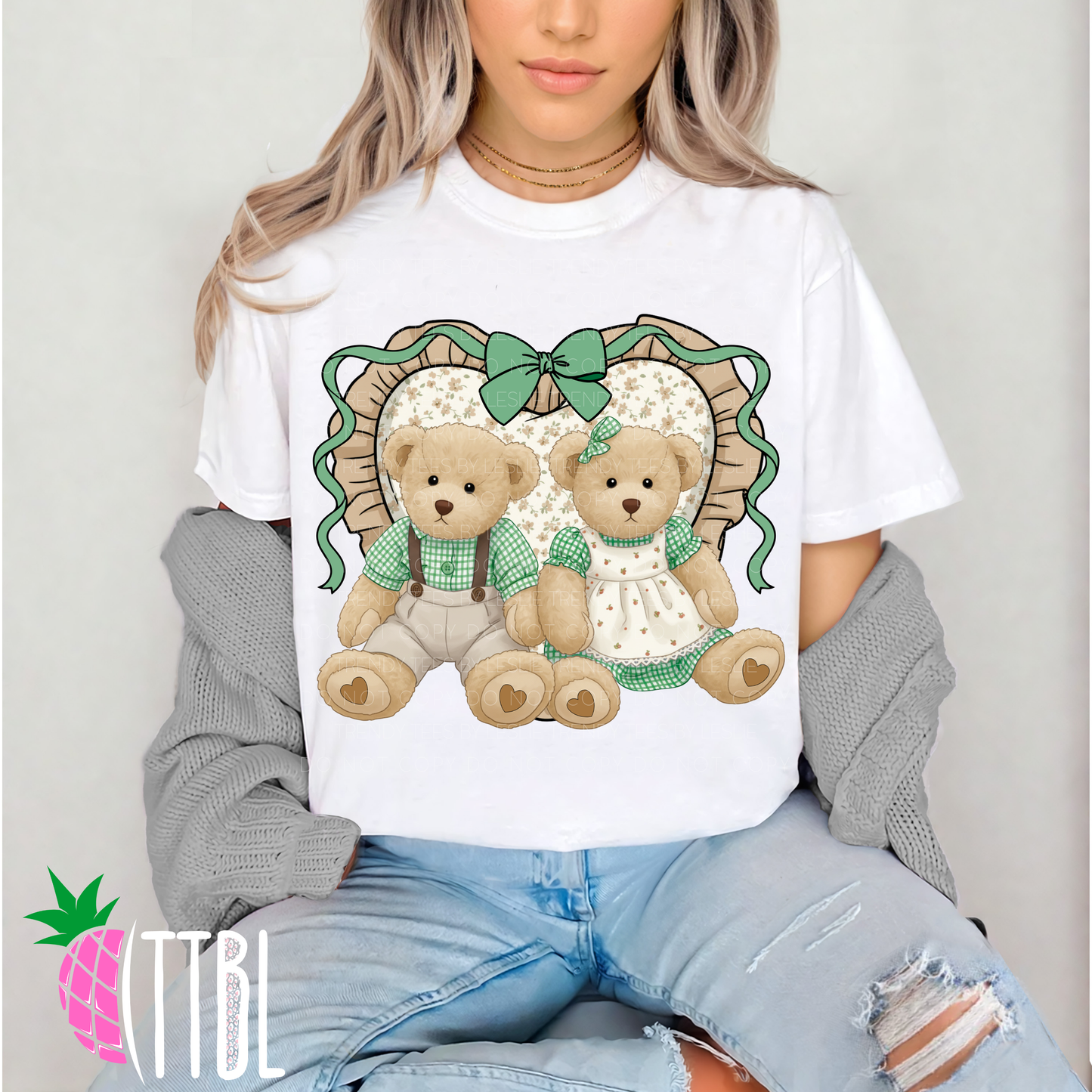 Vintage Teddy Bear Heart DTF Transfer