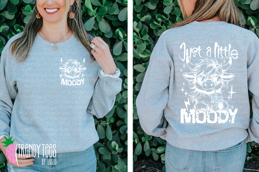 Just a Little Moody Highland Cow (distressed white)