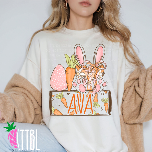 Custom Bunny Carrot Name DTF Transfer