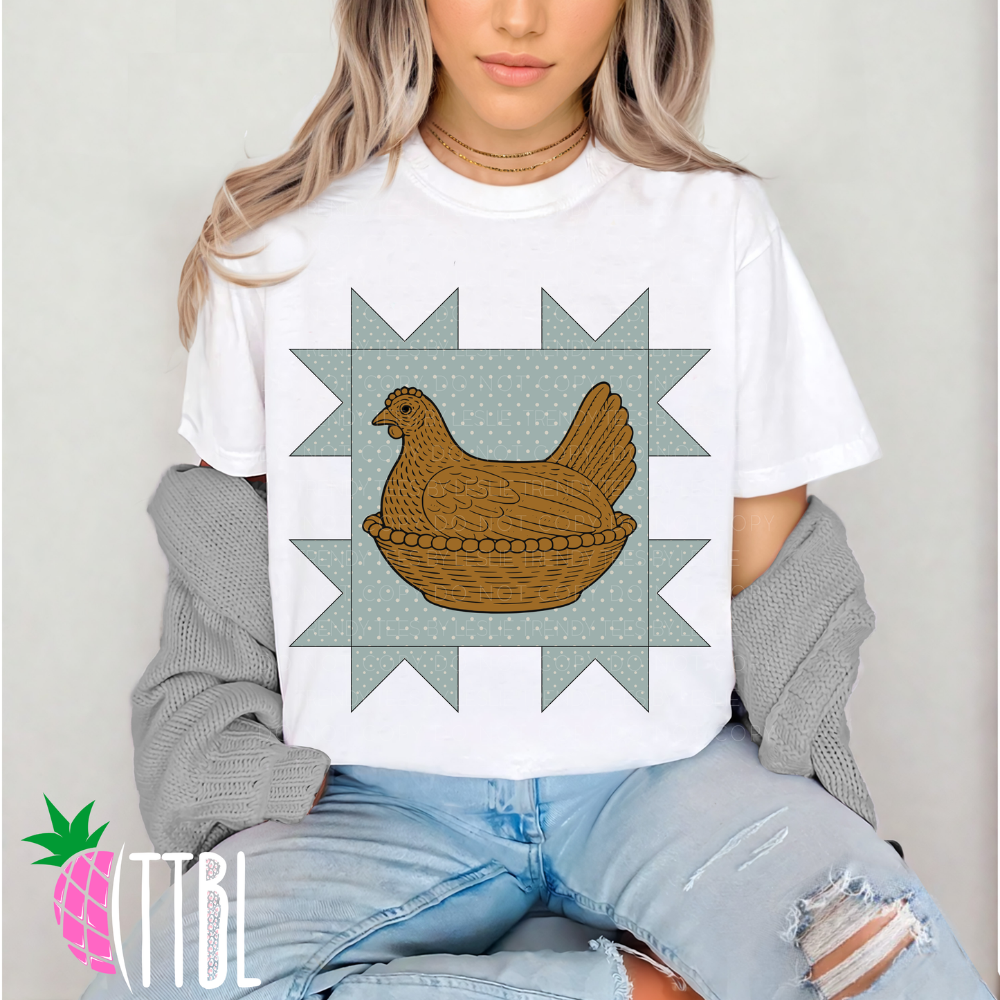 Vintage Chicken Quilt DTF Transfer