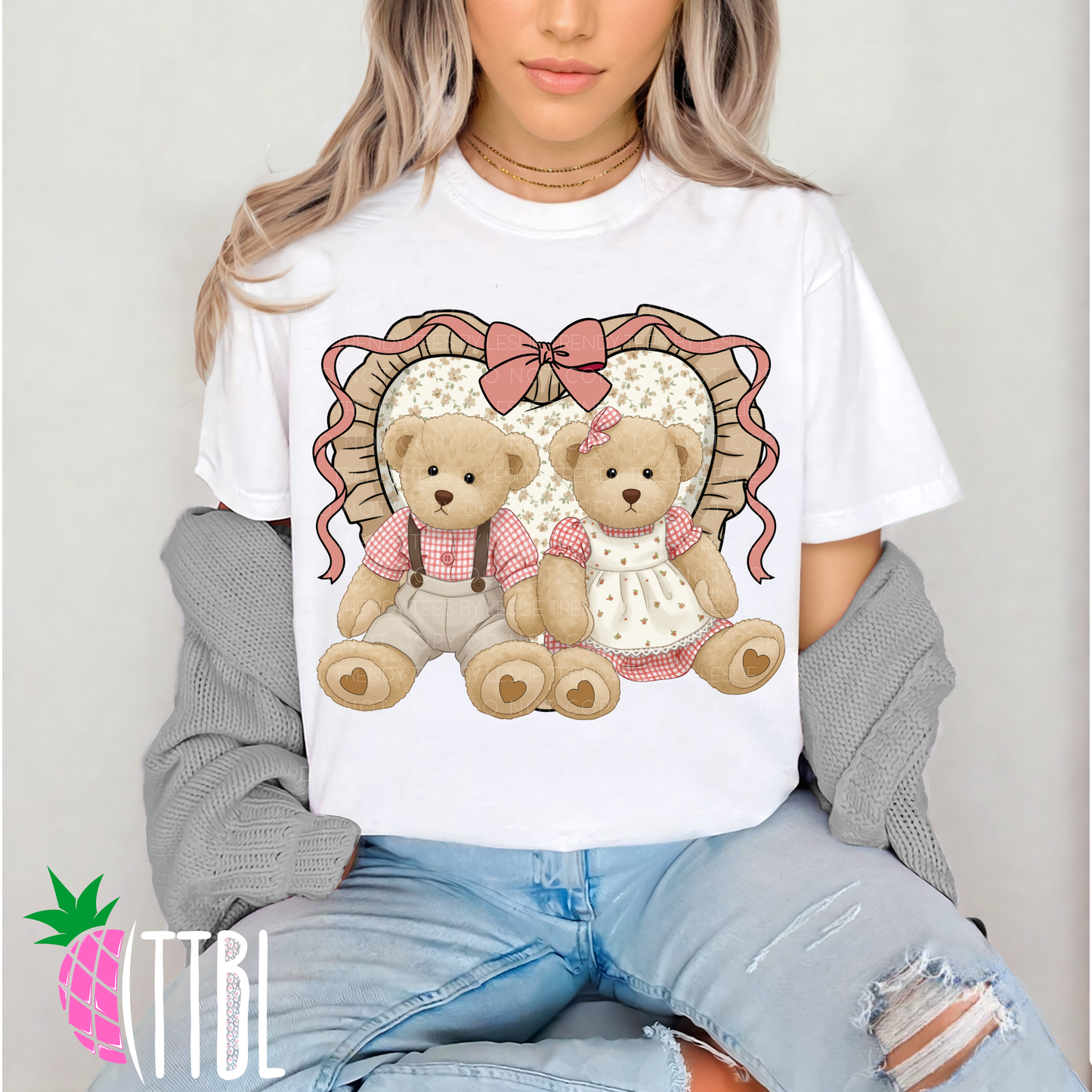 Vintage Teddy Bear Heart DTF Transfer