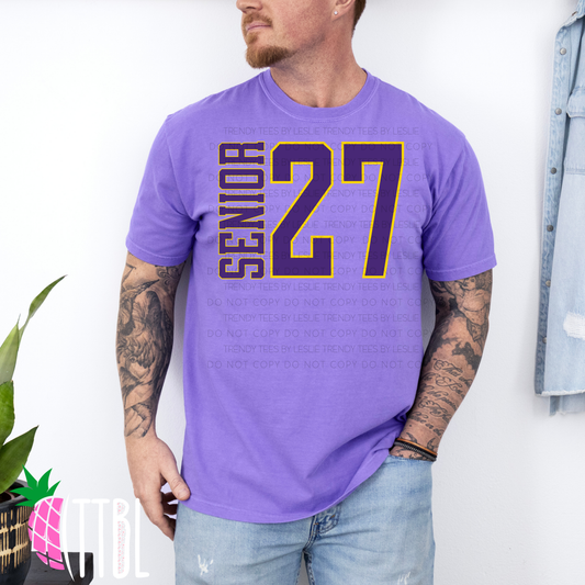 Vertical Senior 27 Purple & Gold