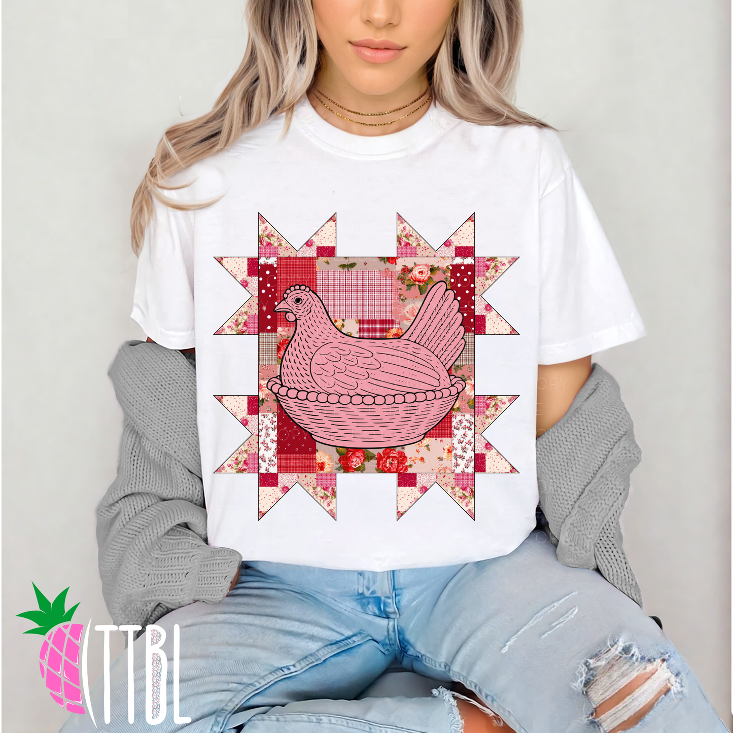 Vintage Chicken Quilt DTF Transfer
