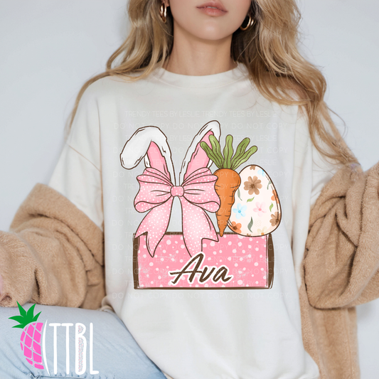 Custom Bunny Carrot Name DTF Transfer