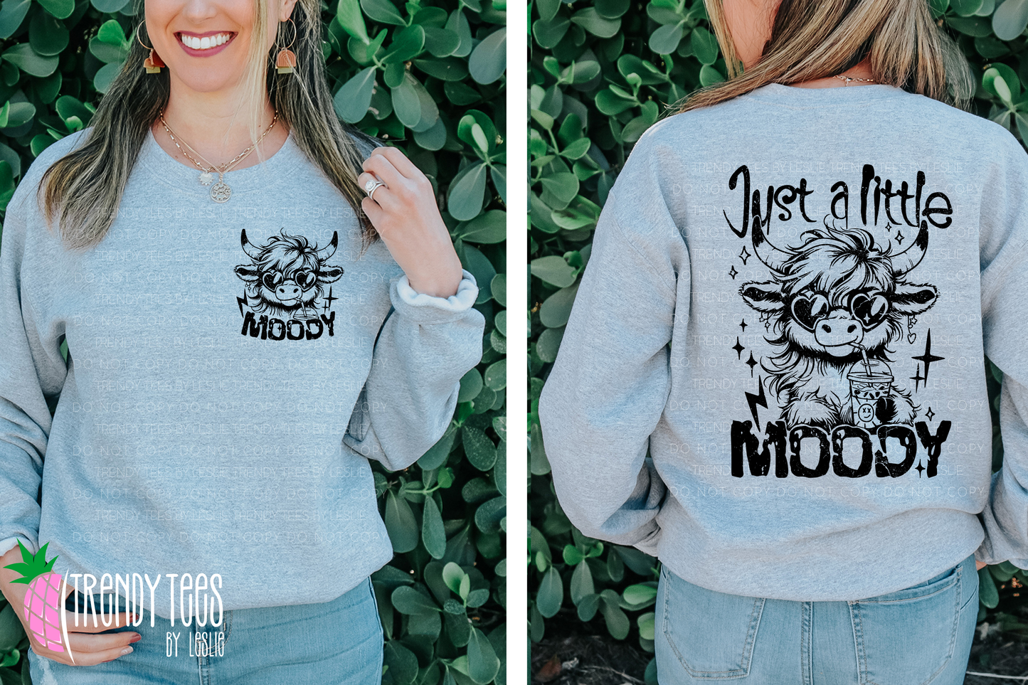 Just a Little Moody Highland Cow (distressed black)