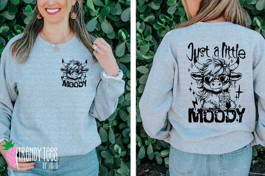 Just a Little Moody Highland Cow (distressed black)