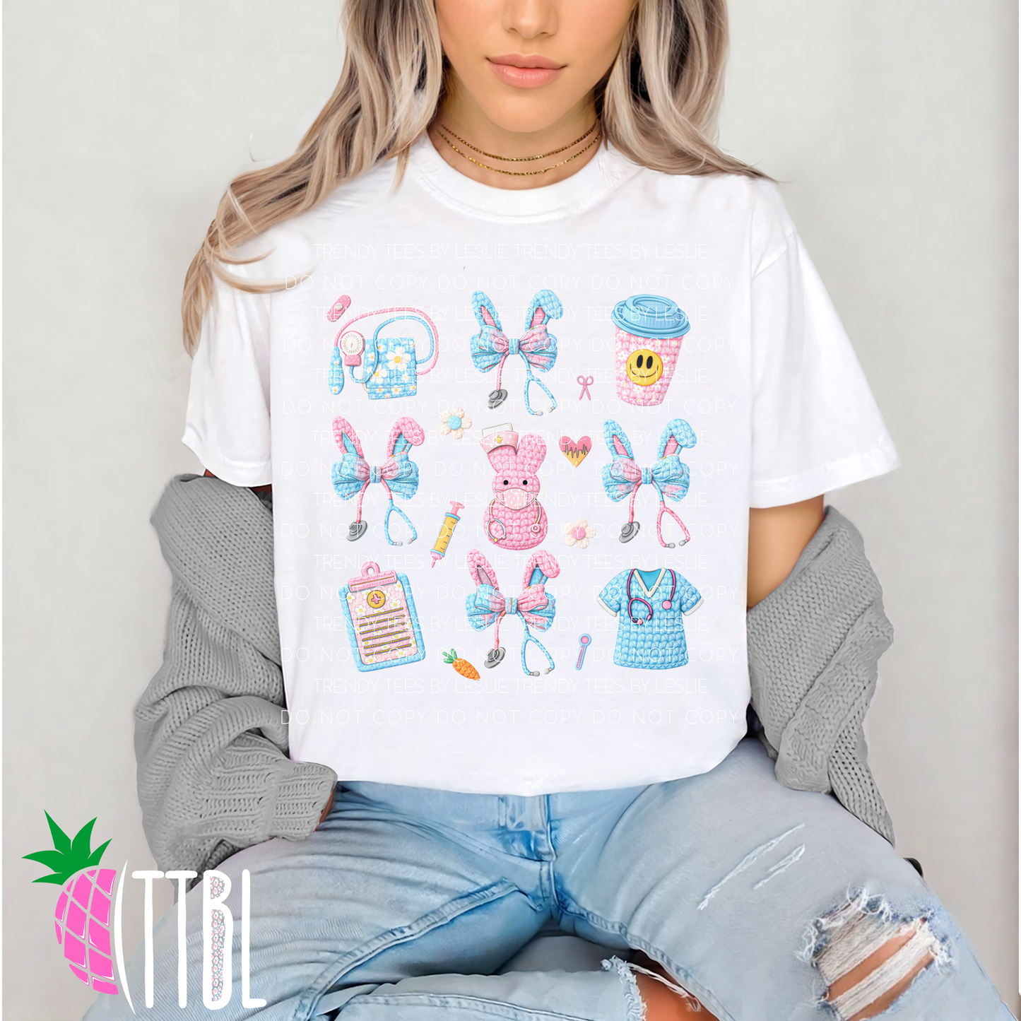 Nurse Bunny Icons DTF Transfer