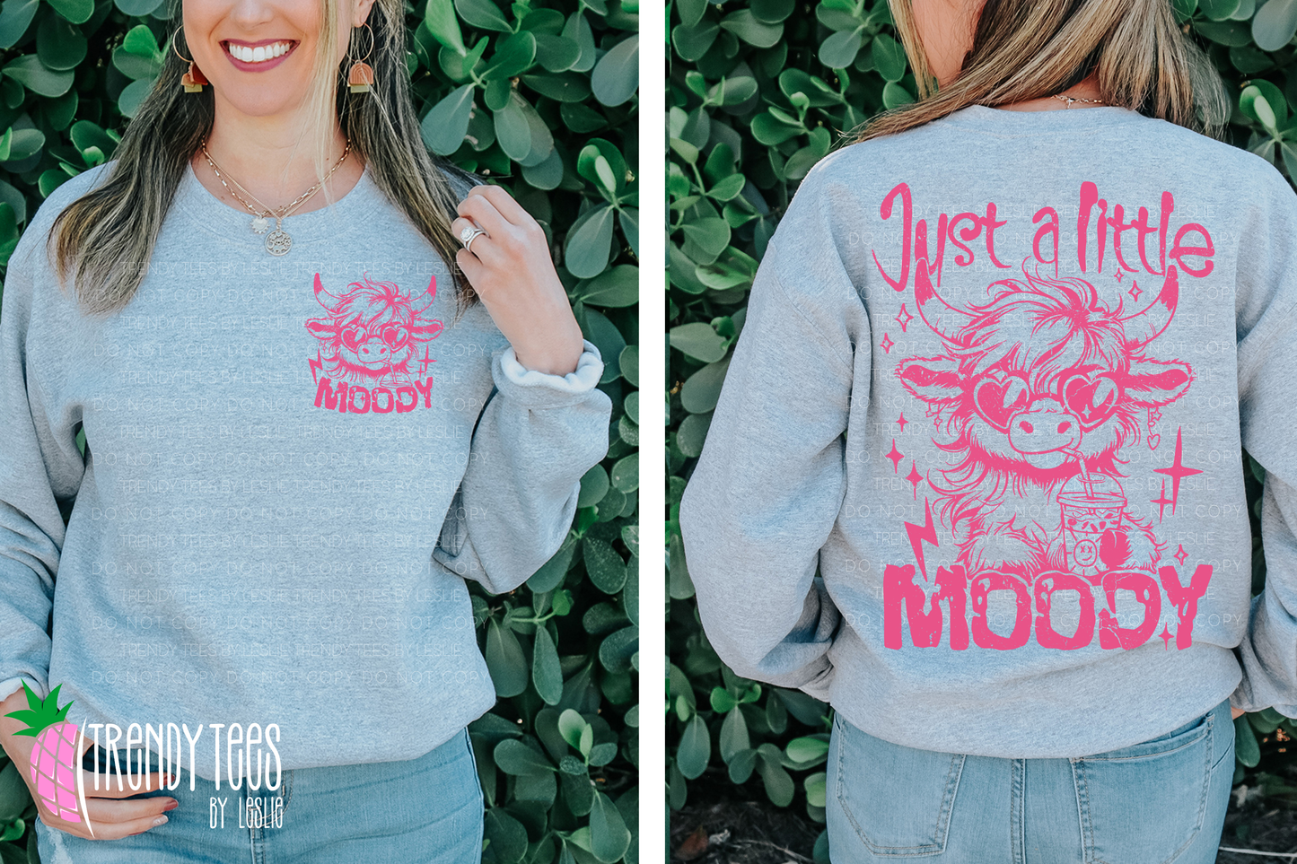 Just a Little Moody Highland Cow (distressed pink)