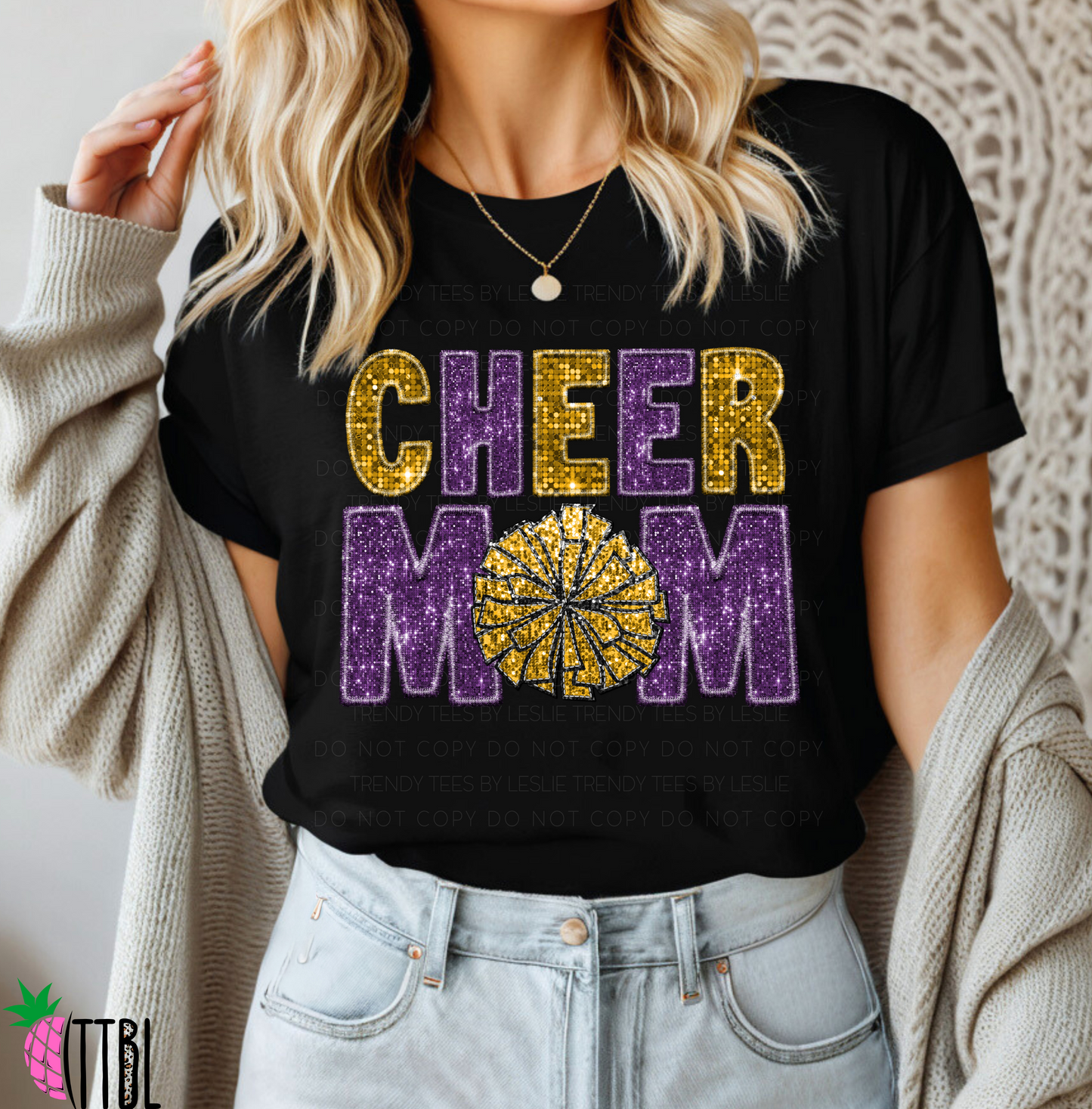 Faux Sequin Cheer Mom
