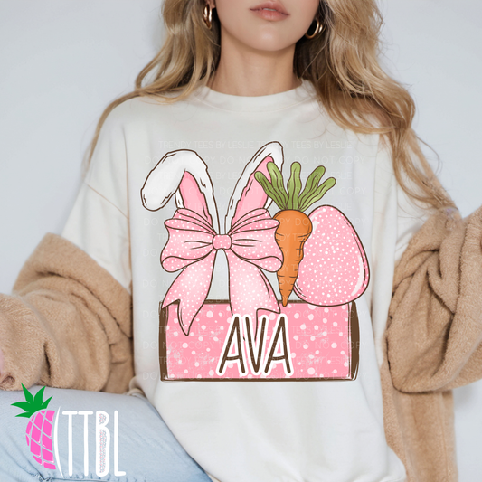 Custom Bunny Carrot Name DTF Transfer