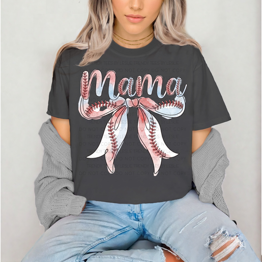 Baseball Mama Bow DTF Transfer